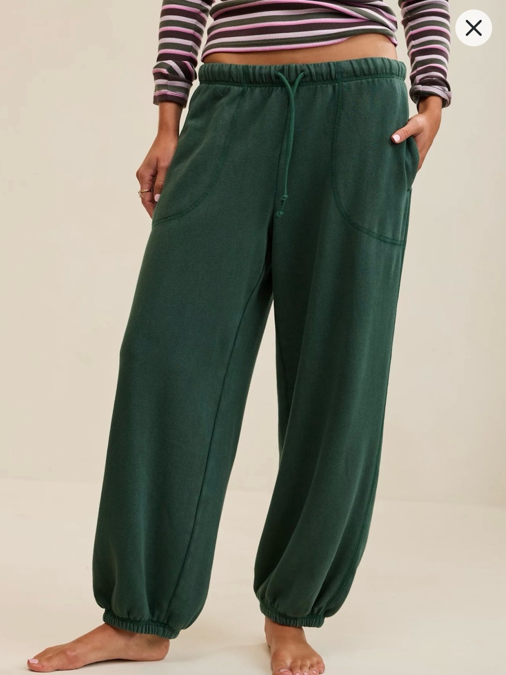 Aerie Layover Baggy Balloon Jogger with Pockets & Drawstring in Rugged Green XL